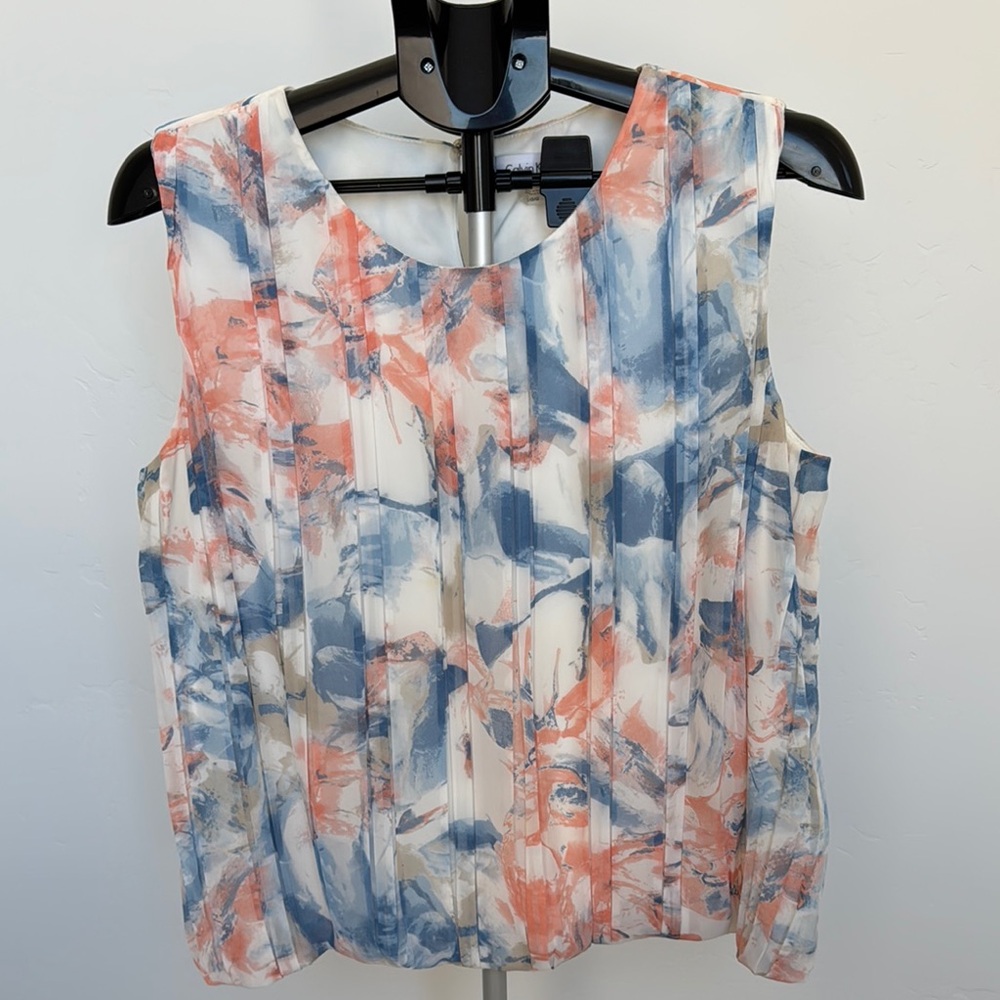 Calvin Klein Multicolor Abstract Sleeveless Blouse